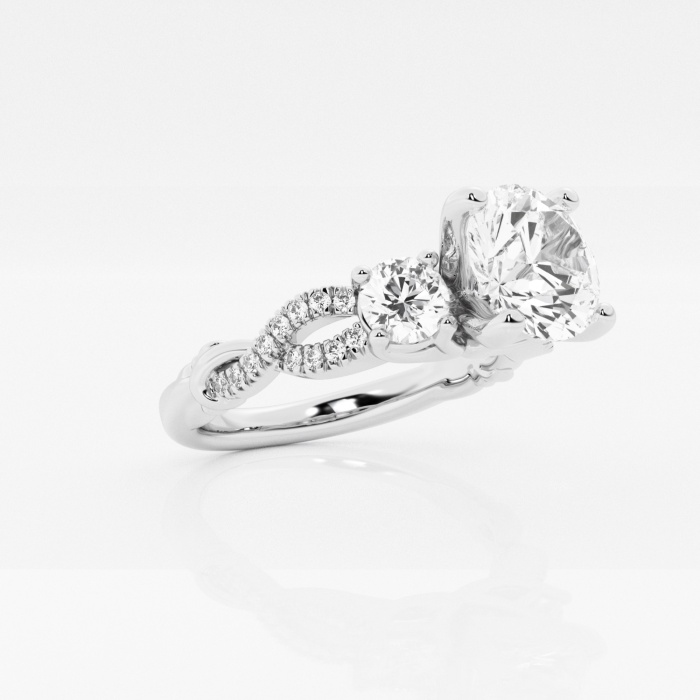 anillo de compromiso con forma de remolino de diamantes cultivados en laboratorio redondo de 2 5/8 ctw