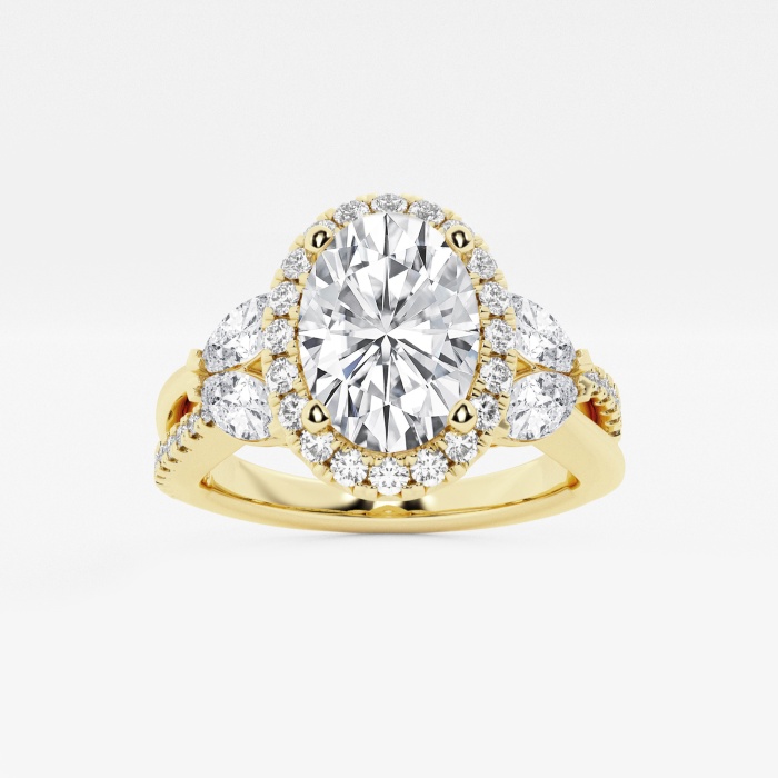 Flower Petal Oval Halo Engagement Ring