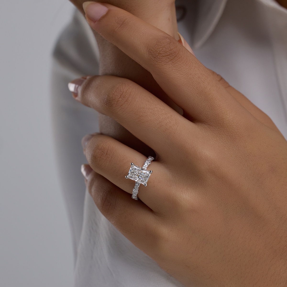 Radiant Cut Diamond Wedding Ring 2.00 Ct Certified Lab Created 14K White  Gold