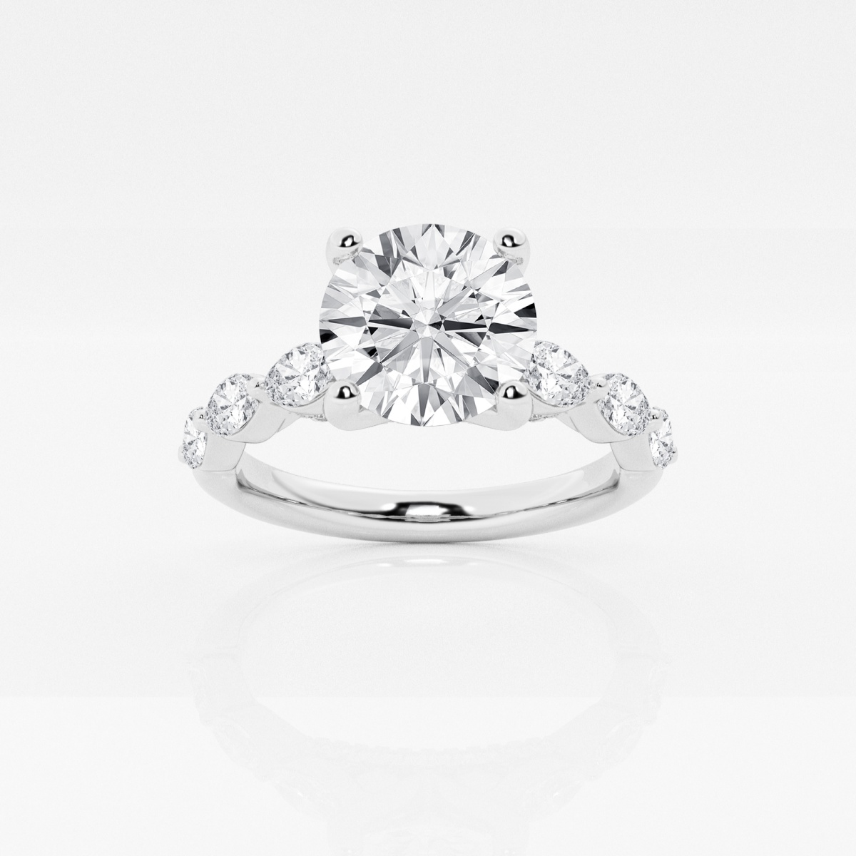 1 7/8 ctw Round Lab Grown Diamond Engagement Ring with Floating Marquise Side Accents