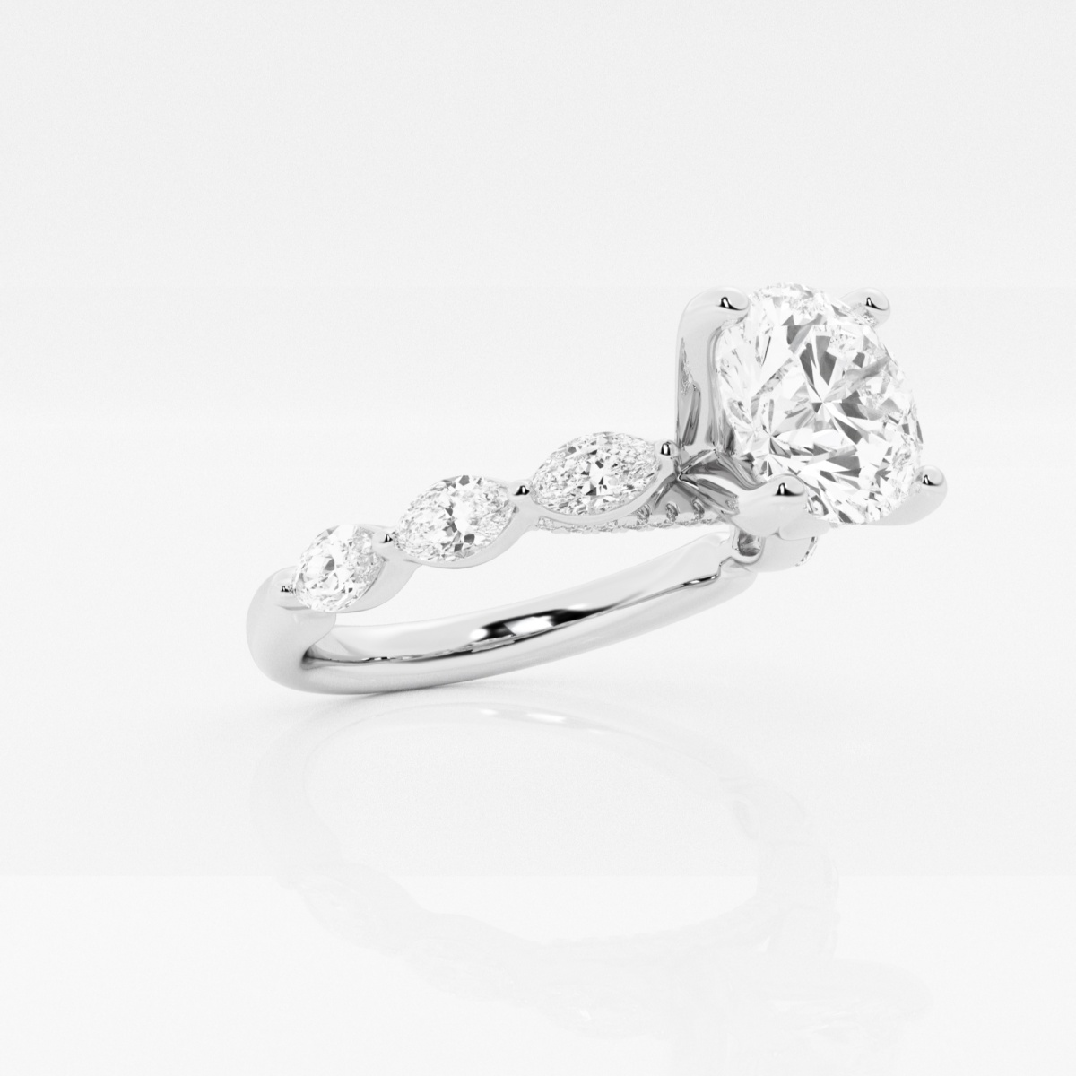 Additional Image 1 for  1 7/8 ctw Round Lab Grown Diamond Engagement Ring with Floating Marquise Side Accents