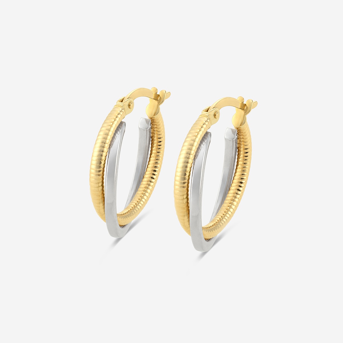 Plain and Textured Two Color Intertwined Hoop Earrings - Grownbrilliance